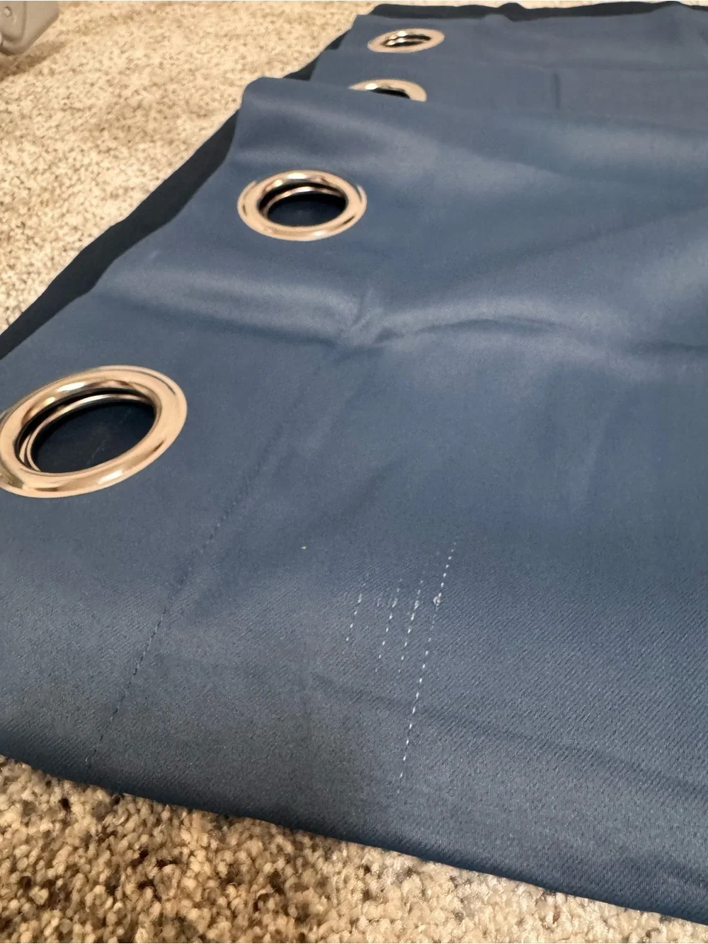 Blue Colorblock Blackout Grommet Curtain Panel 52x84 Polyester new- imperfection